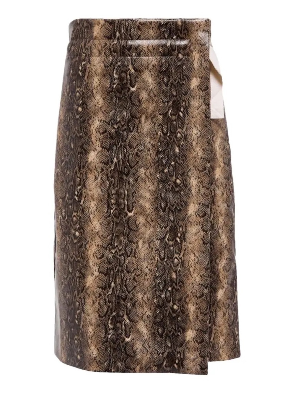 Ganni Brown Snake-Print Midi Skirt